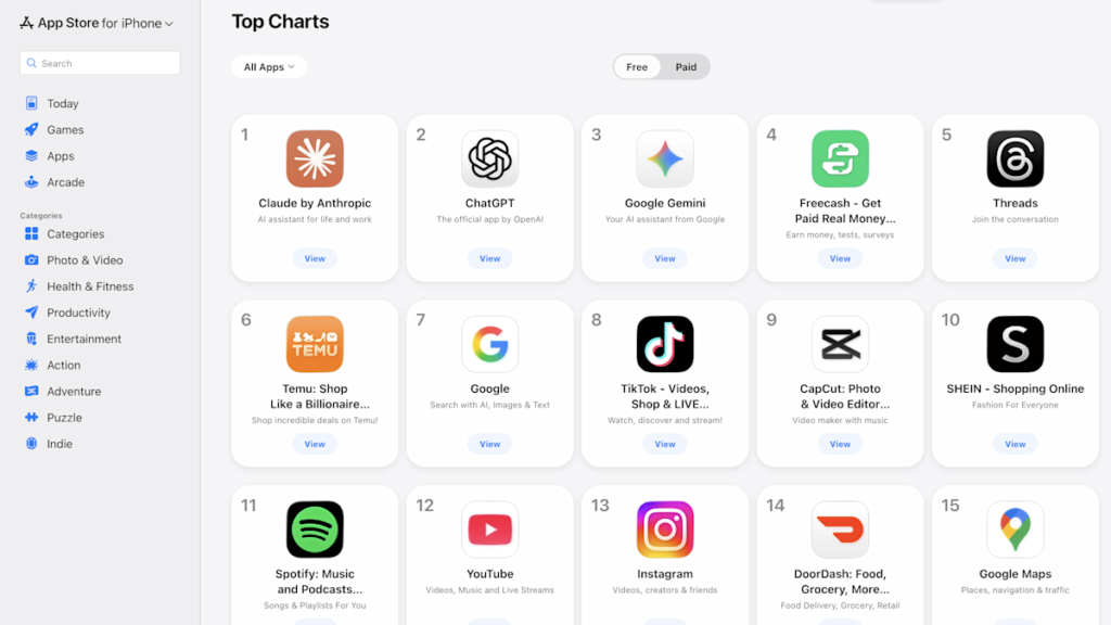 Anthropic's Claude grabs top spot in App Store after Trump's ban