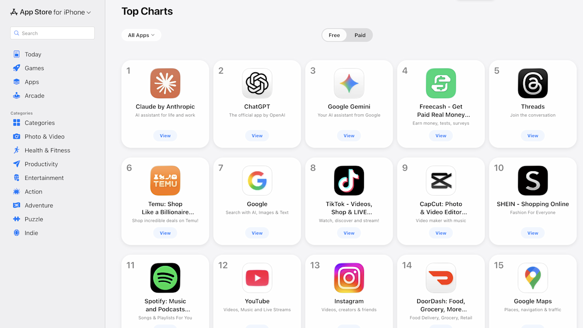 Anthropic's Claude grabs top spot in App Store after Trump's ban