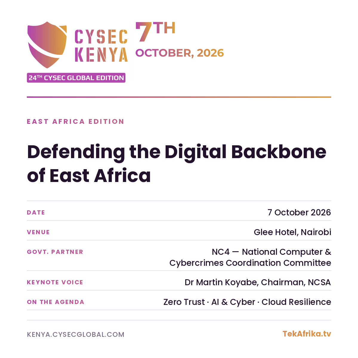 CYSEC Kenya 2026, 7 octobre 2026, Nairobi